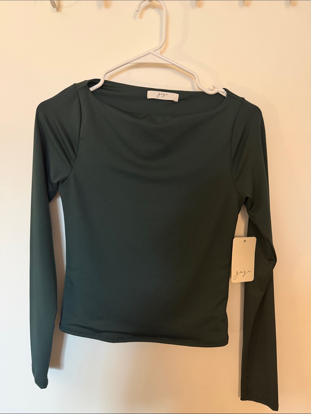 Gigi Forest Green Long-Sleeve Boatneck Tee